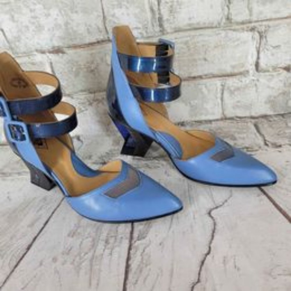 John Fluevog Modern Living Slant Ankle Strap Heels Size 8